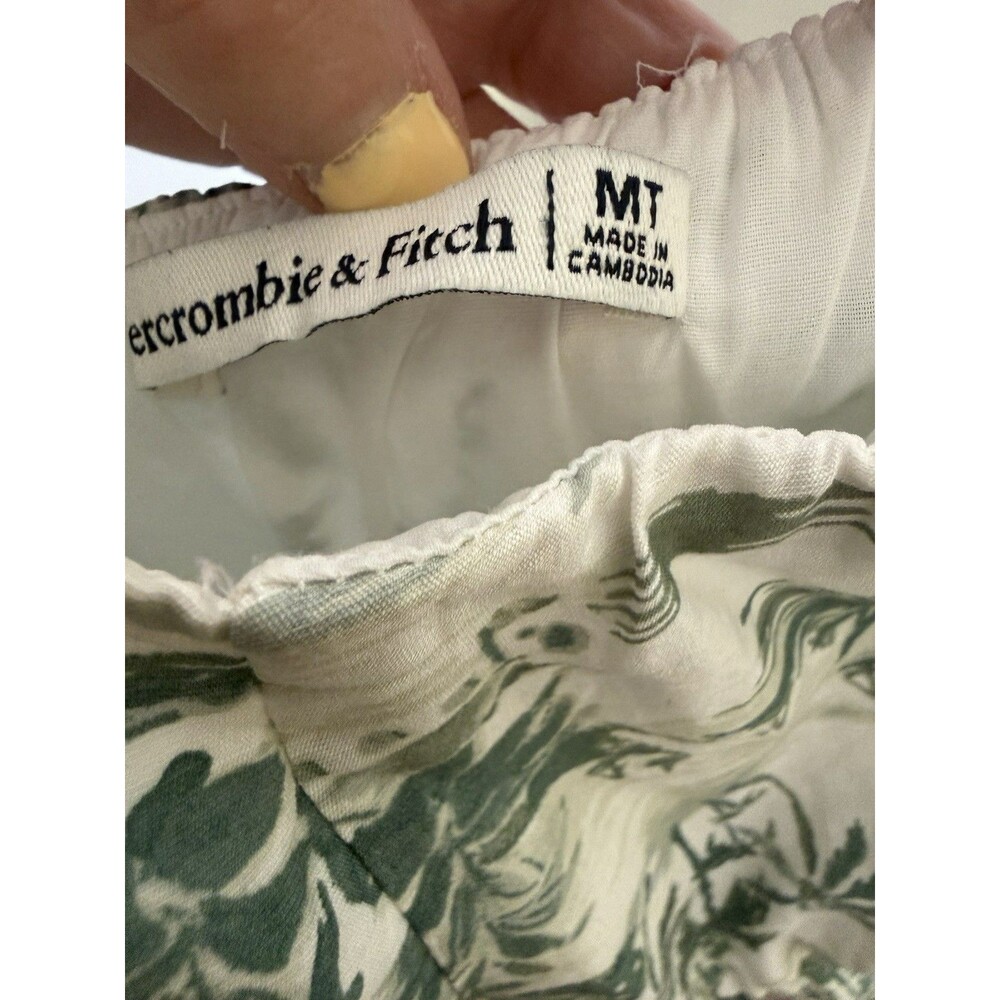 Abercrombie & Fitch Toile Tropical Beach Scene Maxi Dress M Tall Halter Tiered - Picture 5 of 8
